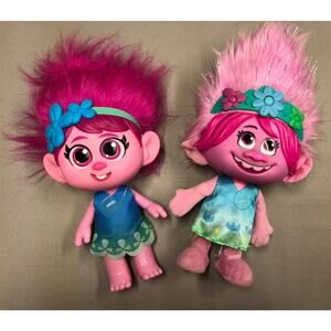 Lot of 2 Troll POPPY Dolls 1 Talks and Lights Up EUC